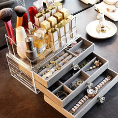 Acrylic Jewelry Box Velvet Compartments